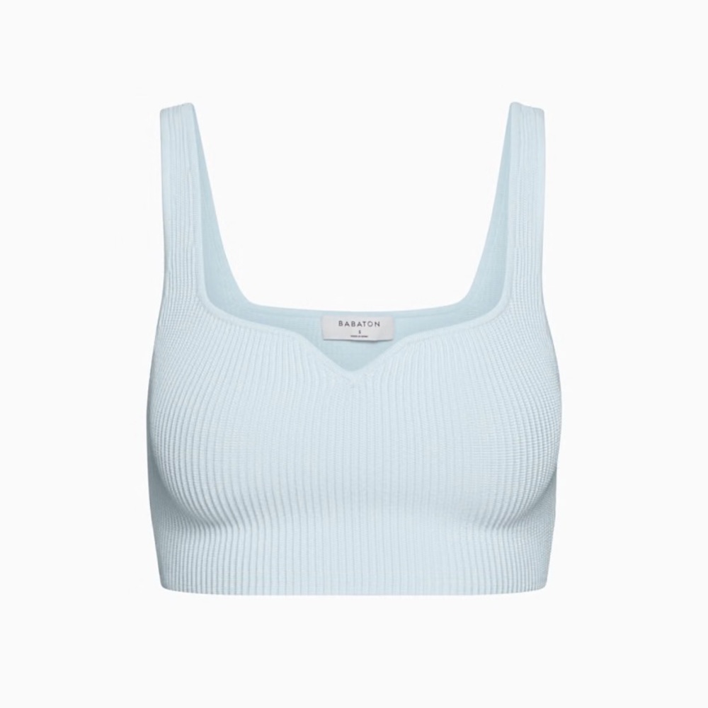 Babaton Blue Cropped Tank (Sculpt Knit Notch in Iceberg Blue)